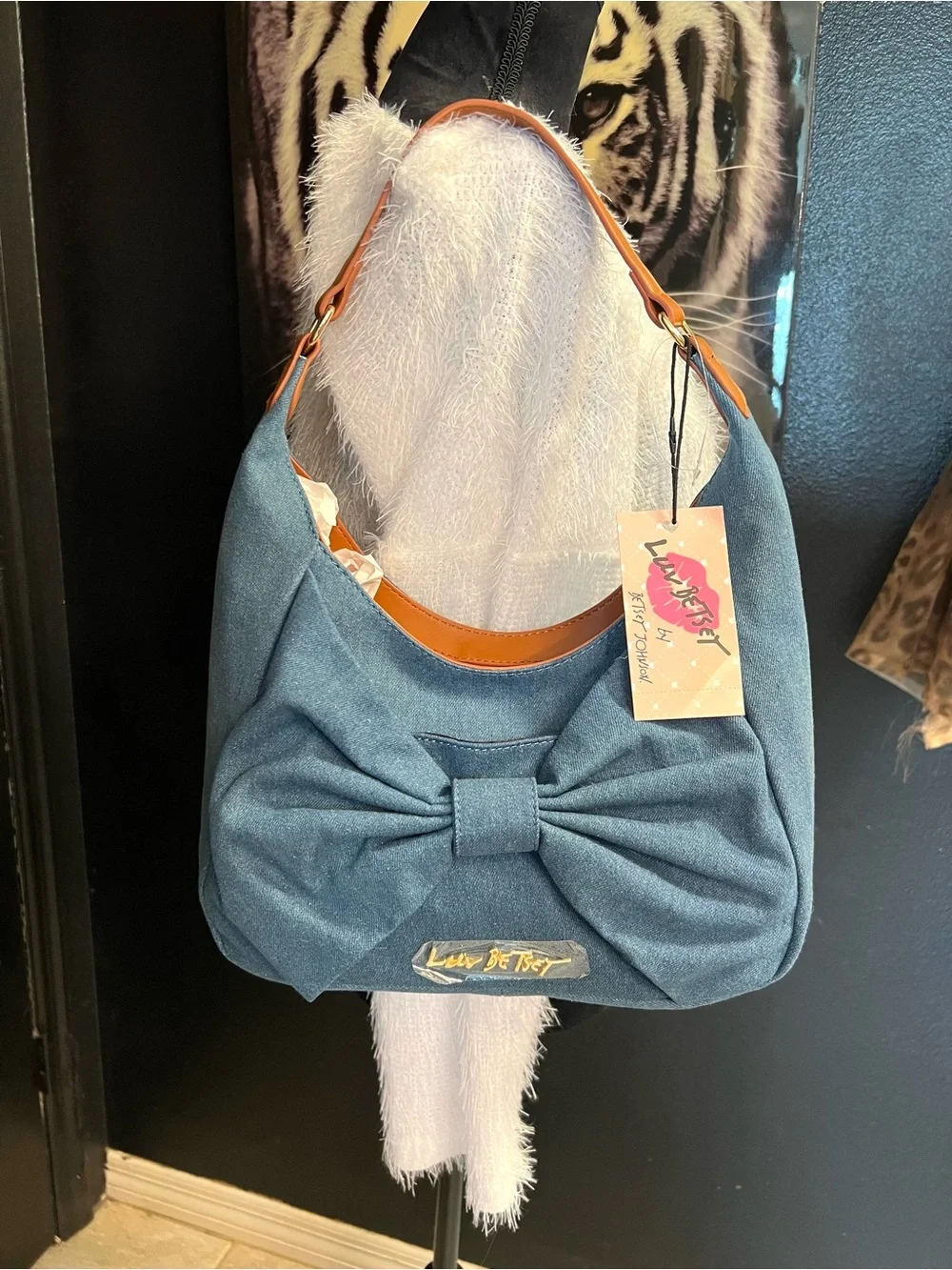 Betsey Johnson, Luv BETSEY,  denim Bow Hobo Bag - NWT